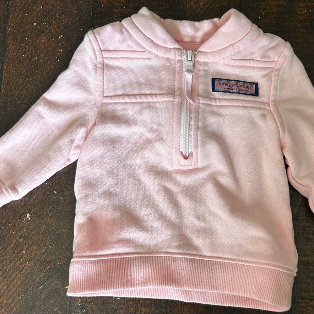 Vineyard Vines Baby Light Pink Half-Zip Pullover